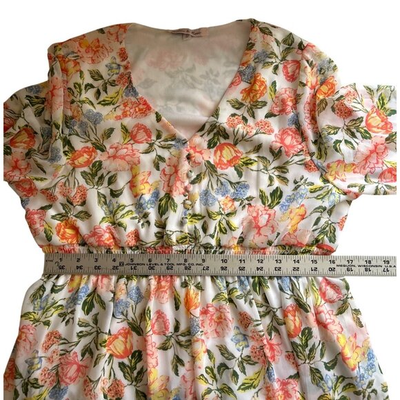Harlow & Rose Floral Long-Sleeve V-Neck Dress Cottage Core Made In India Medium - Picture 9 of 10